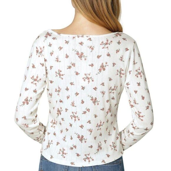 No Comment Blouse Top XL Juniors' White Floral New - Picture 7 of 8